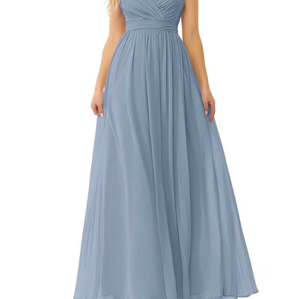 Azazie Dusty Blue Maxi Dress